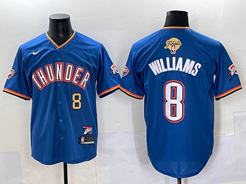 Men 2025 Oklahoma City Thunder #8 Williams Blue Nike Joint Name NBA Jersey style 2